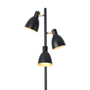 Stehlampe Witney 3-flammig Schwarz / Goldfarben [lux.pro]