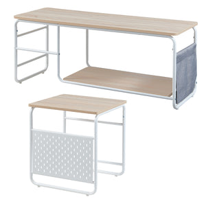 Fernsehtisch Dyrøy mit Beistelltisch Weiß/Eiche [en.casa]