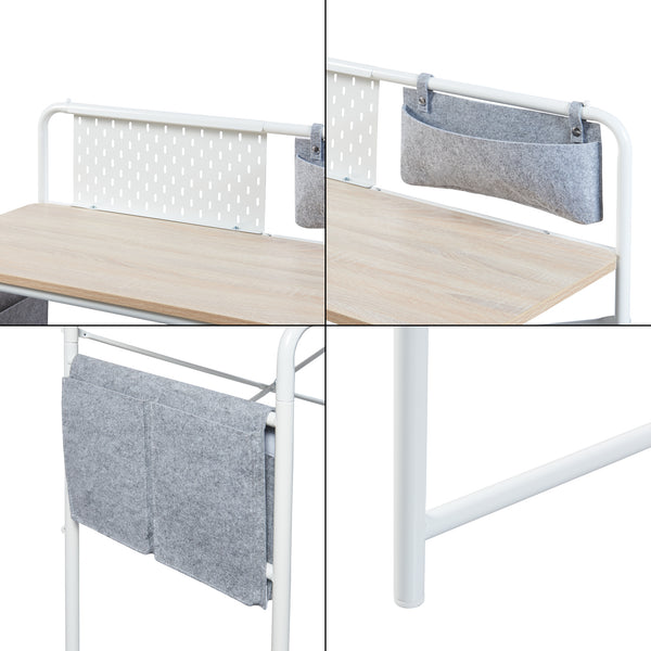 Schreibtisch Dyrøy 98x98x46cm Weiß/Eiche [en.casa]