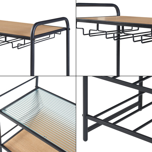 Weinregal Hustadvika 120x61x33cm Schwarz/Eiche [en.casa]