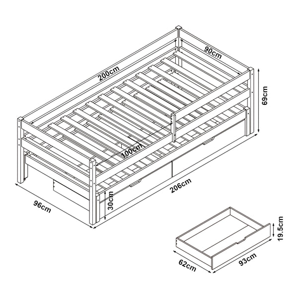 Doppel-Kinderbett Sonkajärvi 90x200cm Kiefernholz Natur [en.casa]