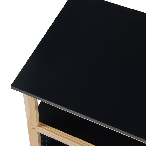 Rollwagen Dønna 61x51x36cm Schwarz/Holzfarben [en.casa]