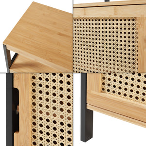 Badschrank Tervola 80x40x35cm Bambus Schwarz [en.casa]