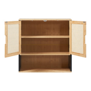 Bad-Hängeschrank Tervola 60x60x20 cm Schwarz/Bambus [en.casa]