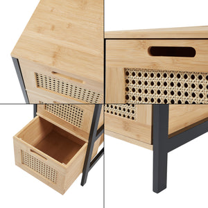 Badkommode Tervola mit 3 Schubladen Schwarz/Bambus [en.casa]