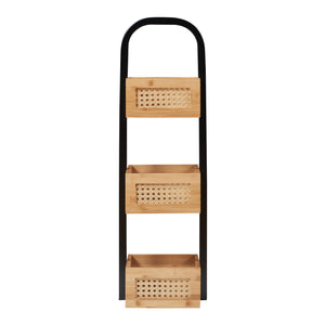 Badezimmerregal Tervola 73x23x19 cm Schwarz/Bambus [en.casa]