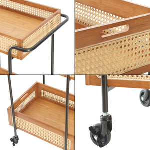 Servierwagen Tervola 81x61x39 cm Rattanoptik [en.casa]