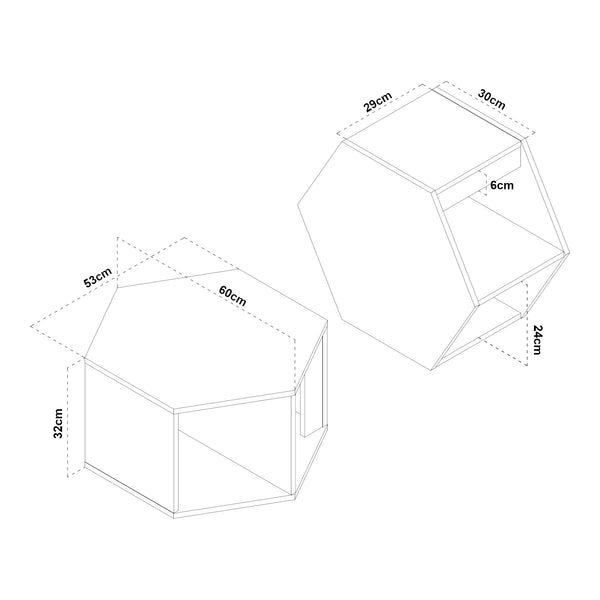 Couchtischset Molde 2-tlg. Schwarz/Walnussoptik [en.casa]