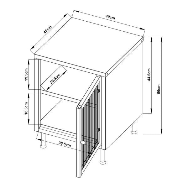 Beistellschrank Lindau 56x40x40 cm Cremeweiß [en.casa]