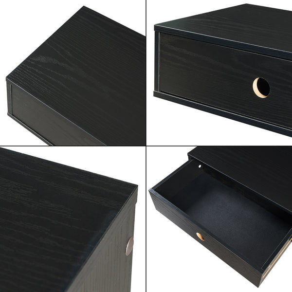 Wandregal Stor mit Schublade 65x30x15 cm Schwarz [en.casa]