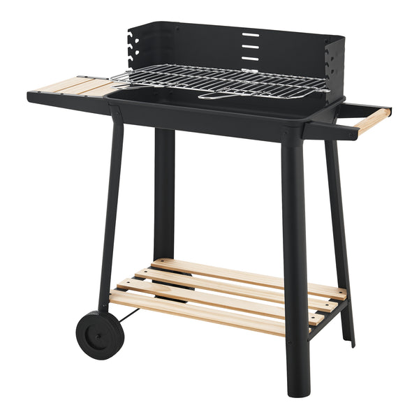 Grillwagen Ari 78x86x30cm Schwarz/Holz [casa.pro]