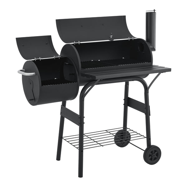 Smoker Grillwagen Arielli 115x110x64cm Schwarz [casa.pro]