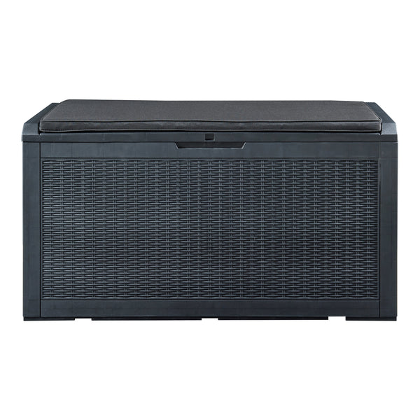 Aufbewahrungsbox Atella 122x54,5x65cm Schwarz, Rattanoptik [casa.pro]