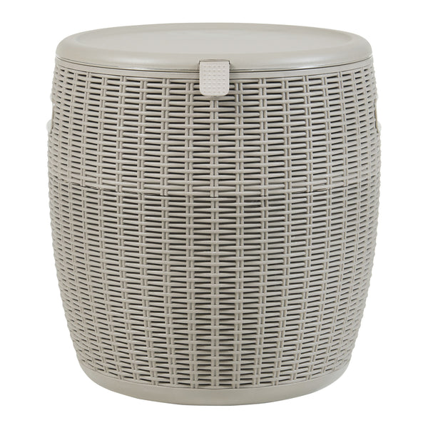 Kühlbox-Hocker Avetrana 44xØ40 cm Hellbraun [casa.pro]