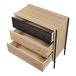 Kommode Tysnes mit 3 Schubladen 80x80x40 cm Eiche/Schwarz [en.casa]