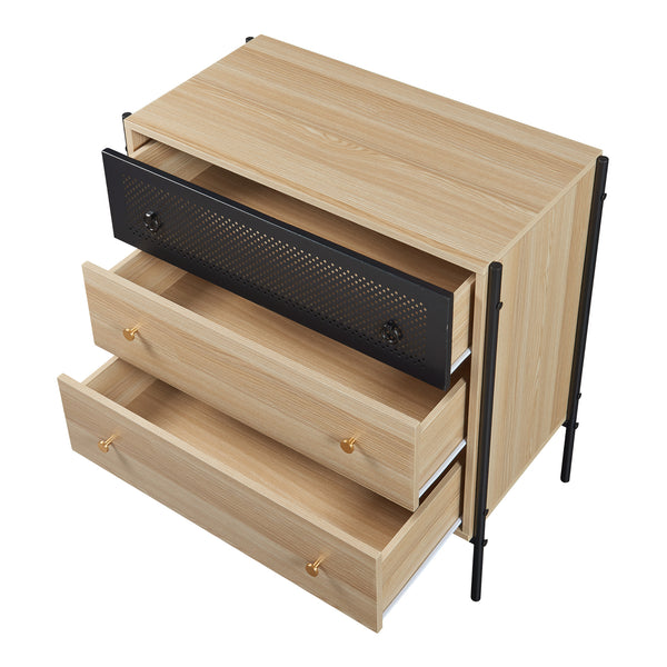 Kommode Tysnes mit 3 Schubladen 80x80x40 cm Eiche/Schwarz [en.casa]