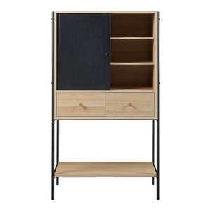 Beistellschrank Tysnes 140x80x40 cm Schwarz/Eiche [en.casa]