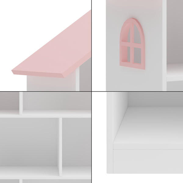 Kinderregal Vipsali 107x83x30 cm Weiß/Rosa [en.casa]