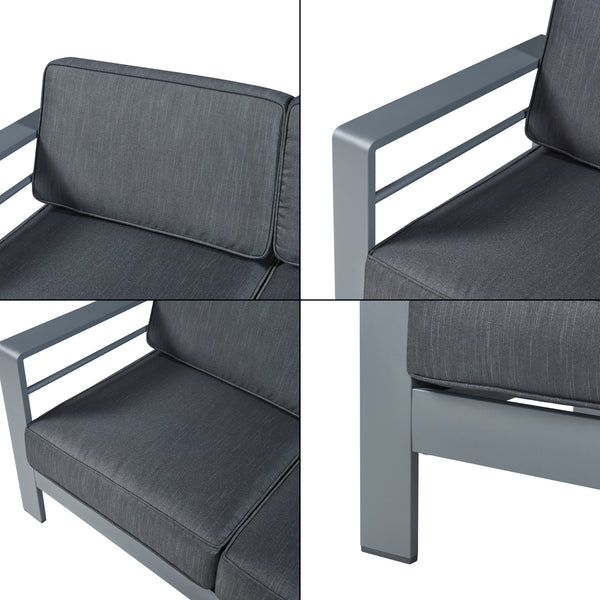 2-Sitzer Outdoor-Sofa Avise Aluminium Dunkelgrau [casa.pro]