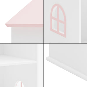 Kinderregal Vipsali 140x40x35 cm Weiß/Rosa [en.casa]