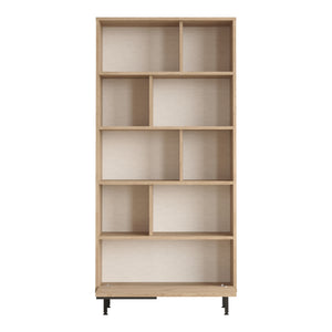 Bücherregal Kvænangen 176x84x30 cm Eichenoptik/Rattanoptik [en.casa]
