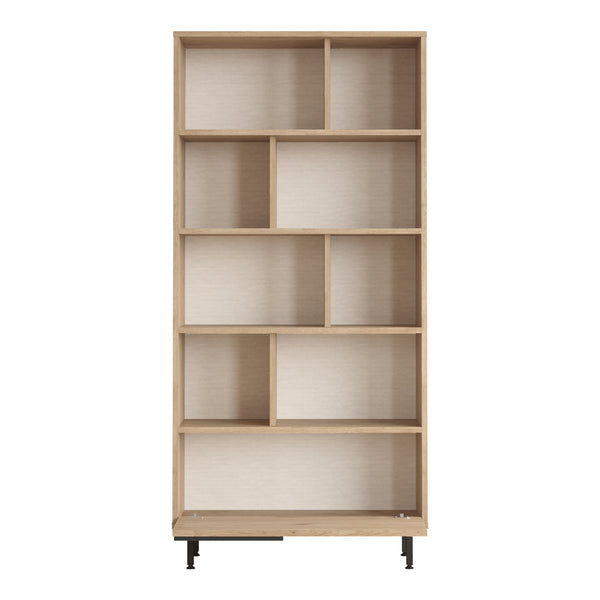Bücherregal Kvænangen 176x84x30 cm Eichenoptik/Rattanoptik [en.casa]
