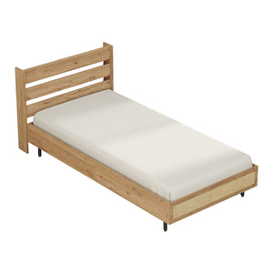 Einzelbett Kvænangen 100x200 cm Eiche-/Rattan-Optik [en.casa]