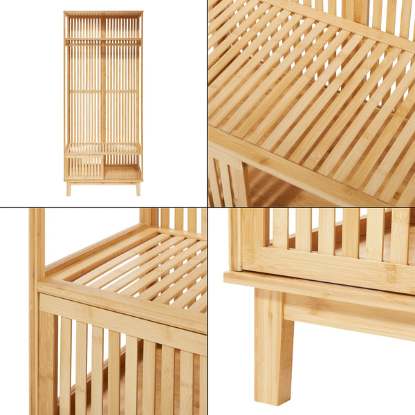 Garderobenständer Ypäjä 187x80x47 cm Bambus [en.casa]