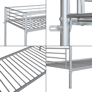 Metall-Etagenbett Soppsar 208,5x97x165 cm Silber [en.casa]