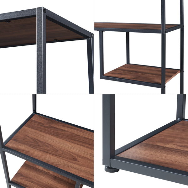 Bücherregal Østre 180x83x34 cm Schwarz/Walnussoptik [en.casa]