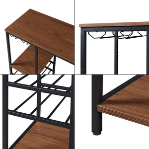 Bartisch Stjørdal mit Flaschenablage Schwarz/Walnussoptik [en.casa]