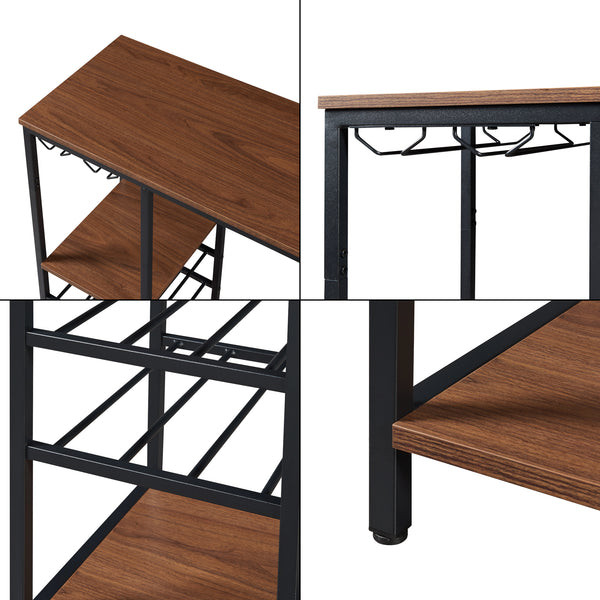 Bartisch Stjørdal mit Flaschenablage Schwarz/Walnussoptik [en.casa]