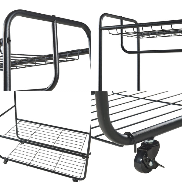 Rollbarer Garderobenständer Vestvågøy 176x90x40 cm Schwarz [en.casa]