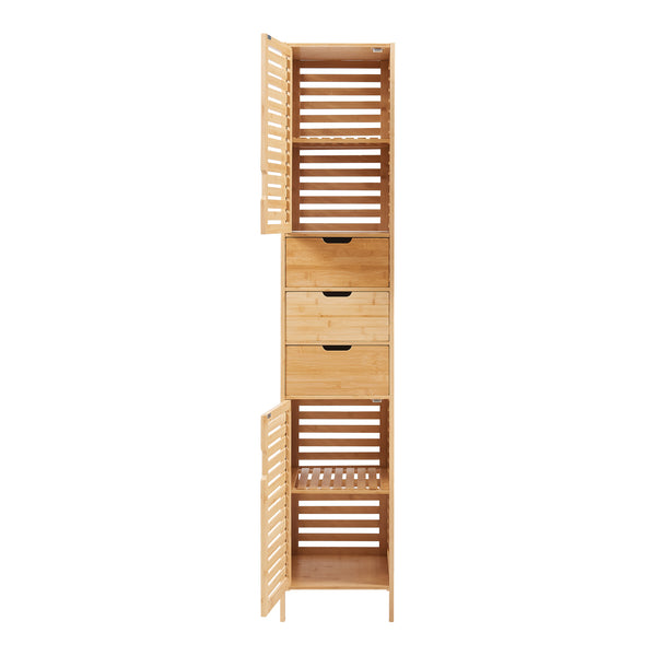 Hochschrank Boksereys 180x35x35 cm Bambus [en.casa]