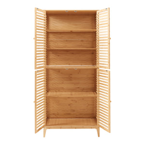 Badezimmerschrank Raurgela 180x80x40 cm Bambus [en.casa]