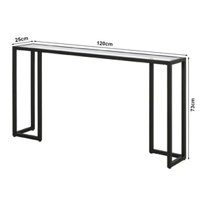 Konsolentisch Ouby mit Glasplatte 120x25x73 cm Schwarz [en.casa]