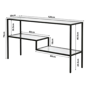 Konsolentisch Videnel mit Glasplatte 120x30x76 cm Schwarz [en.casa]