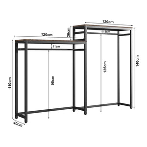 Garderobenständer Skestbyena aus zwei Elementen 140x240x40 cm Schwarz/Walnussoptik [en.casa]