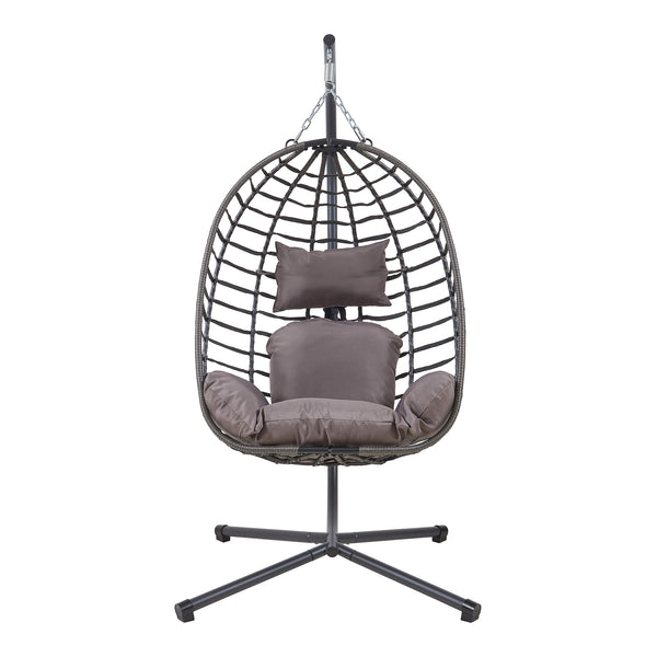 Hängesessel Kandsvas mit Gestell 198x110x95 cm Grau [en.casa]