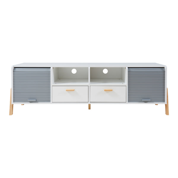 Fernsehschrank Kvaefjord 160x40x52 cm Weiß/Grau [en.casa]