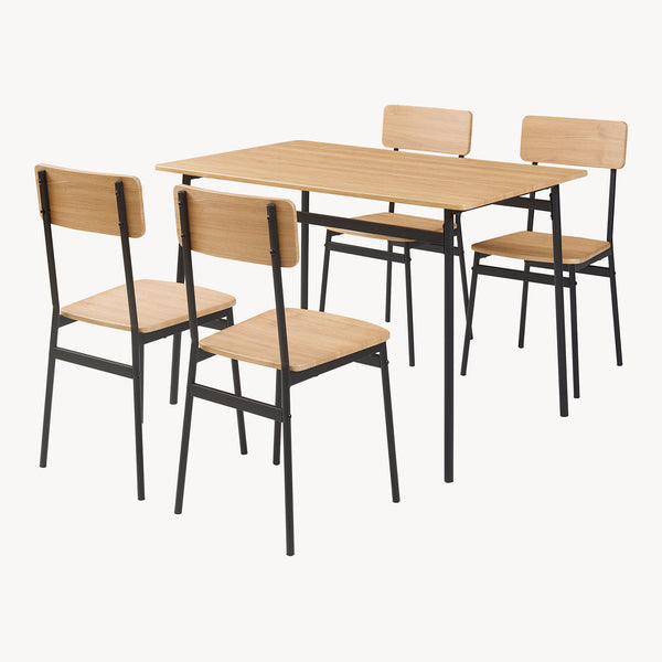 Essgruppe Pollenev 5-tlg. Schwarz/Eicheoptik [en.casa]