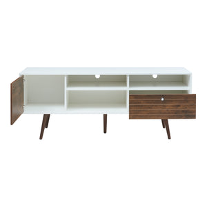 Fernsehschrank Vare 165x40x66 cm Weiß/Walnussoptik [en.casa]