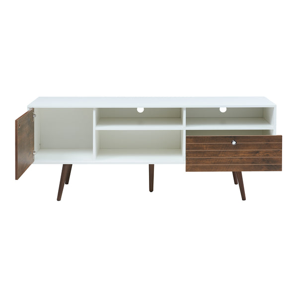 Fernsehschrank Vare 165x40x66 cm Weiß/Walnussoptik [en.casa]