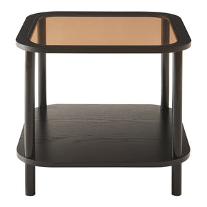 Beistelltisch Latama mit Glasplatte 51x51x45 cm Schwarz/Bronzeglas [en.casa]