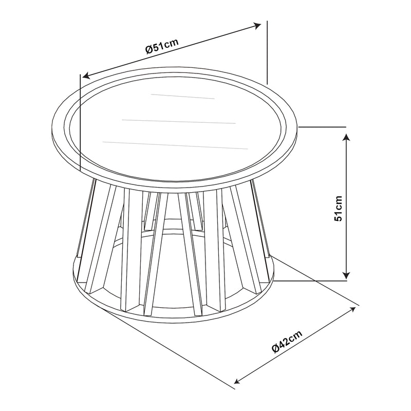 Maßskizze Beistelltisch Burgess 51xØ51 cm Schwarz/Walnussoptik [en.casa]
