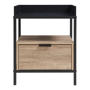 Nachttisch Belana 51x40x35 cm Schwarz/Eicheoptik [en.casa]