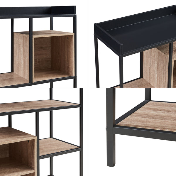 Standregal Belana 137x70x33 cm Schwarz/Eicheoptik [en.casa]