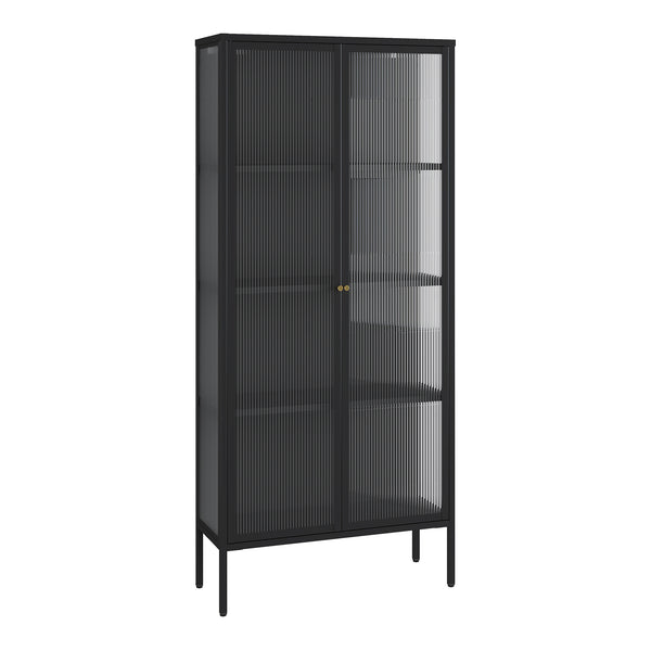 Vitrinenschrank Vinterhavn 180x80x35 cm Stahl Schwarz [en.casa]