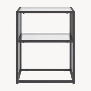 Beistelltisch Tronevn mit Glasplatte 50x40x40 cm Schwarz [en.casa]