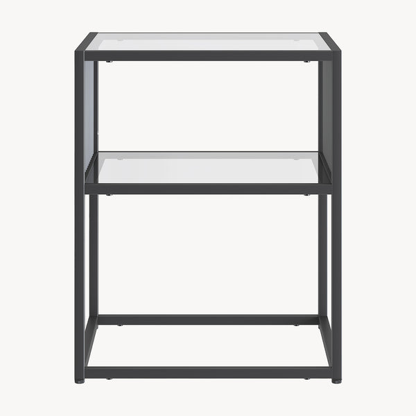 Beistelltisch Tronevn mit Glasplatte 50x40x40 cm Schwarz [en.casa]